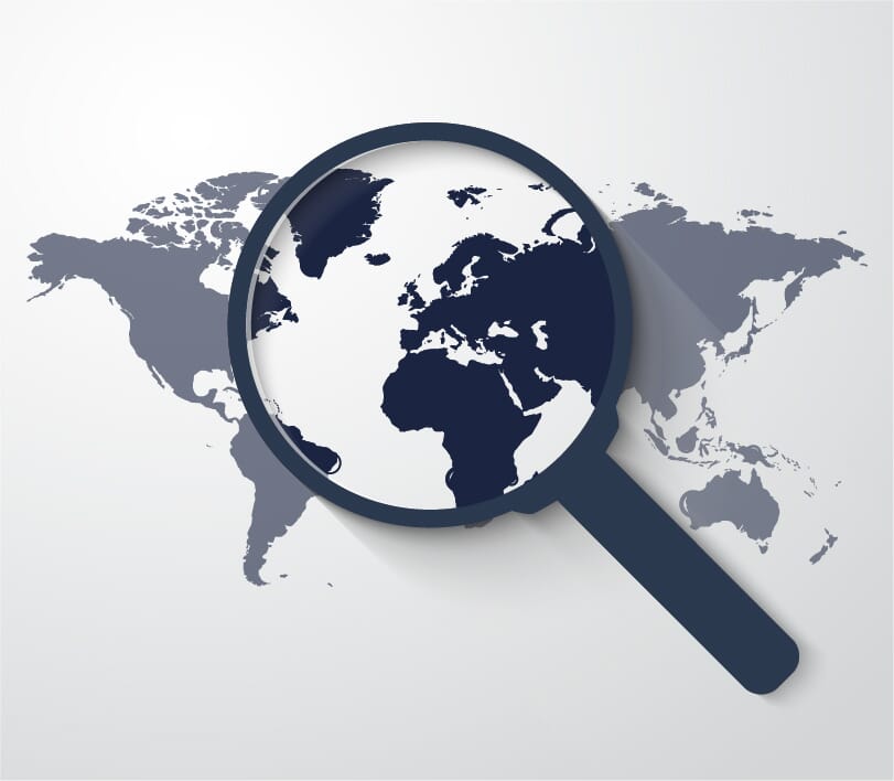 World through magnifying glass World through magnifying glass